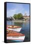 England, Oxfordshire, Henley-on-Thames, Leisure Boats and Town Skyline-Steve Vidler-Framed Stretched Canvas