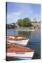 England, Oxfordshire, Henley-on-Thames, Leisure Boats and Town Skyline-Steve Vidler-Stretched Canvas