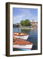 England, Oxfordshire, Henley-on-Thames, Leisure Boats and Town Skyline-Steve Vidler-Framed Photographic Print