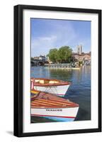 England, Oxfordshire, Henley-on-Thames, Leisure Boats and Town Skyline-Steve Vidler-Framed Photographic Print