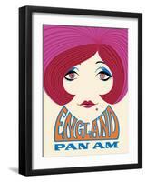 England - Pan American World Airways - Vintage Airline Travel Poster, 1960’s-Pacifica Island Art-Framed Art Print