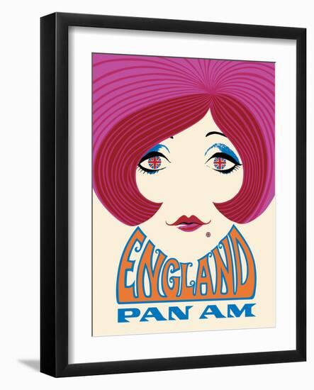 England - Pan American World Airways - Vintage Airline Travel Poster, 1960’s-Pacifica Island Art-Framed Art Print