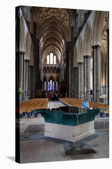 England, Salisbury, Salisbury Cathedral, Interior, Font and Nave-Samuel Magal-Stretched Canvas