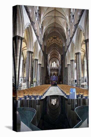 England, Salisbury, Salisbury Cathedral, Interior, Font and Nave-Samuel Magal-Stretched Canvas