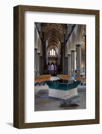 England, Salisbury, Salisbury Cathedral, Interior, Font and Nave-Samuel Magal-Framed Photographic Print