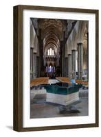 England, Salisbury, Salisbury Cathedral, Interior, Font and Nave-Samuel Magal-Framed Photographic Print