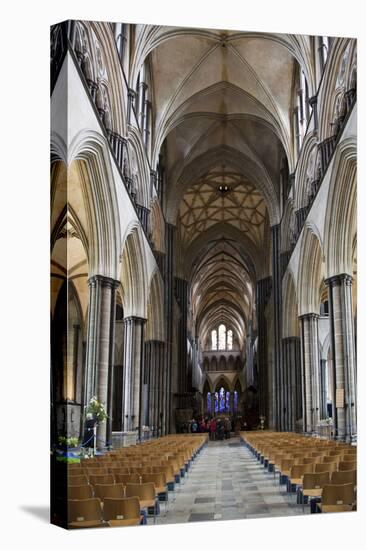 England, Salisbury, Salisbury Cathedral, Interior, Nave, Looking East-Samuel Magal-Stretched Canvas