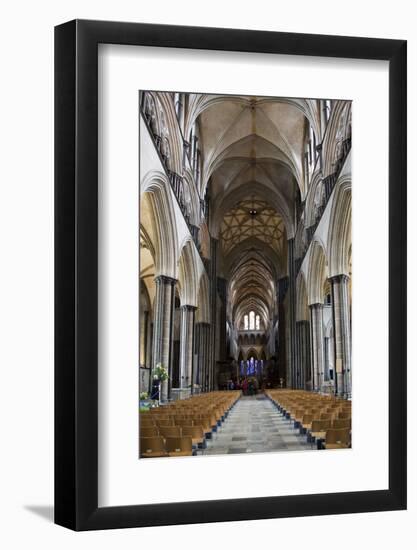 England, Salisbury, Salisbury Cathedral, Interior, Nave, Looking East-Samuel Magal-Framed Photographic Print