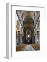 England, Salisbury, Salisbury Cathedral, Interior, Nave, Looking East-Samuel Magal-Framed Photographic Print