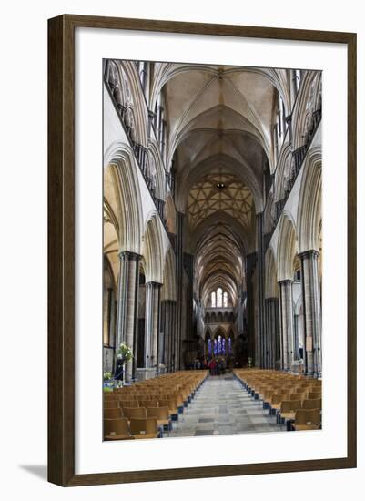 England, Salisbury, Salisbury Cathedral, Interior, Nave, Looking East-Samuel Magal-Framed Photographic Print