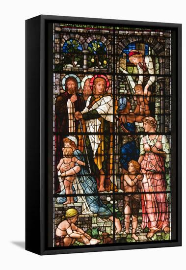 England, Salisbury, Salisbury Cathedral, South Aisle, Stained Glass Window, Jesus-Samuel Magal-Framed Stretched Canvas