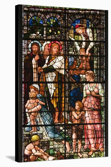 England, Salisbury, Salisbury Cathedral, South Aisle, Stained Glass Window, Jesus-Samuel Magal-Stretched Canvas