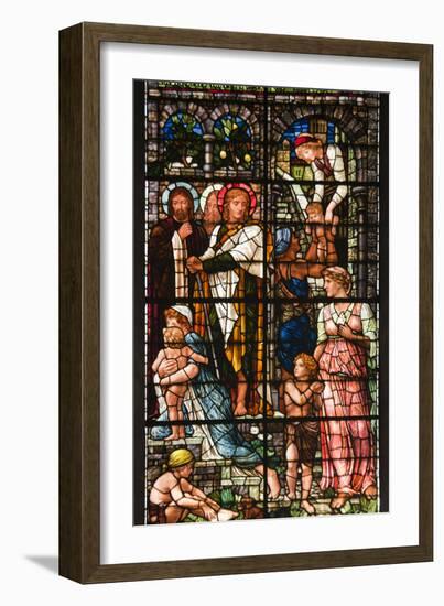 England, Salisbury, Salisbury Cathedral, South Aisle, Stained Glass Window, Jesus-Samuel Magal-Framed Photographic Print