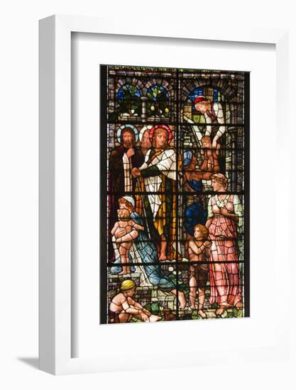 England, Salisbury, Salisbury Cathedral, South Aisle, Stained Glass Window, Jesus-Samuel Magal-Framed Photographic Print