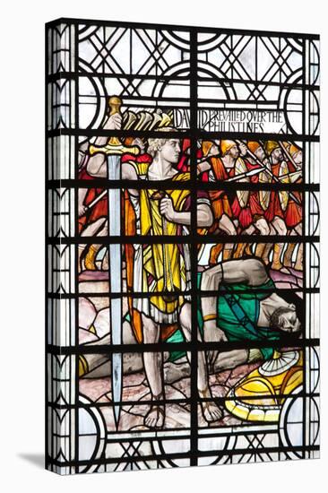 England, Salisbury, Salisbury Cathedral, Stained Glass Window, David and Goliath-Samuel Magal-Stretched Canvas