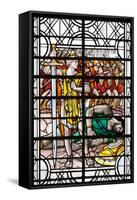 England, Salisbury, Salisbury Cathedral, Stained Glass Window, David and Goliath-Samuel Magal-Framed Stretched Canvas