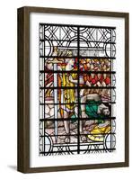 England, Salisbury, Salisbury Cathedral, Stained Glass Window, David and Goliath-Samuel Magal-Framed Photographic Print