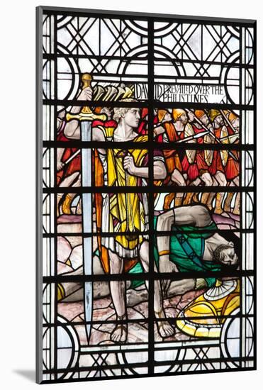 England, Salisbury, Salisbury Cathedral, Stained Glass Window, David and Goliath-Samuel Magal-Mounted Photographic Print