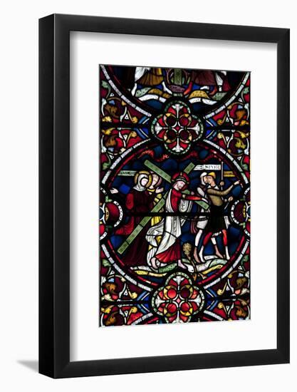 England, Salisbury, Salisbury Cathedral, Stained Glass Window, Jesus Carrying his Own Cross-Samuel Magal-Framed Photographic Print