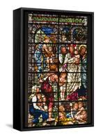 England, Salisbury, Salisbury Cathedral, Stained Glass Window, Jesus with Children-Samuel Magal-Framed Stretched Canvas