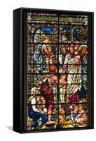 England, Salisbury, Salisbury Cathedral, Stained Glass Window, Jesus with Children-Samuel Magal-Framed Stretched Canvas