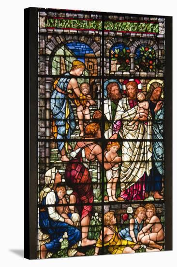 England, Salisbury, Salisbury Cathedral, Stained Glass Window, Jesus with Children-Samuel Magal-Stretched Canvas