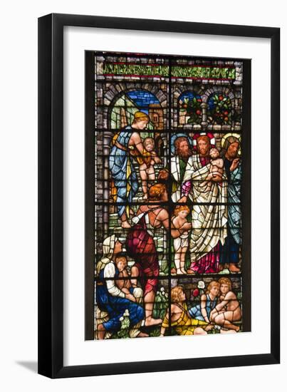 England, Salisbury, Salisbury Cathedral, Stained Glass Window, Jesus with Children-Samuel Magal-Framed Photographic Print