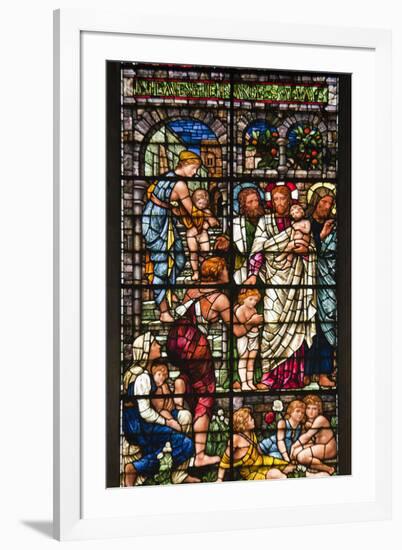 England, Salisbury, Salisbury Cathedral, Stained Glass Window, Jesus with Children-Samuel Magal-Framed Photographic Print