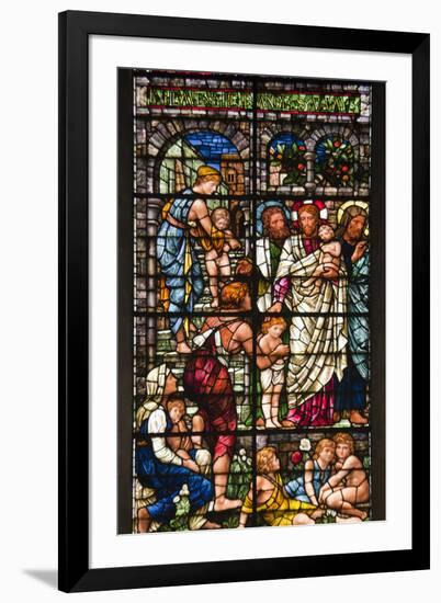 England, Salisbury, Salisbury Cathedral, Stained Glass Window, Jesus with Children-Samuel Magal-Framed Photographic Print