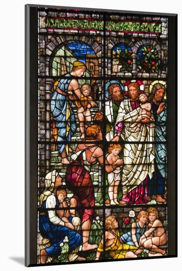 England, Salisbury, Salisbury Cathedral, Stained Glass Window, Jesus with Children-Samuel Magal-Mounted Photographic Print