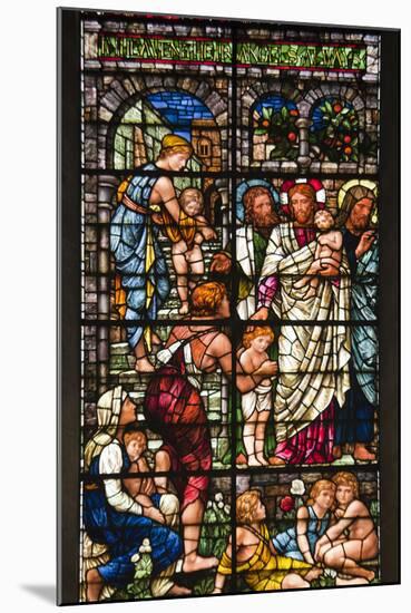 England, Salisbury, Salisbury Cathedral, Stained Glass Window, Jesus with Children-Samuel Magal-Mounted Photographic Print
