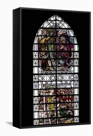 England, Salisbury, Salisbury Cathedral, Stained Glass Window, King David-Samuel Magal-Framed Stretched Canvas