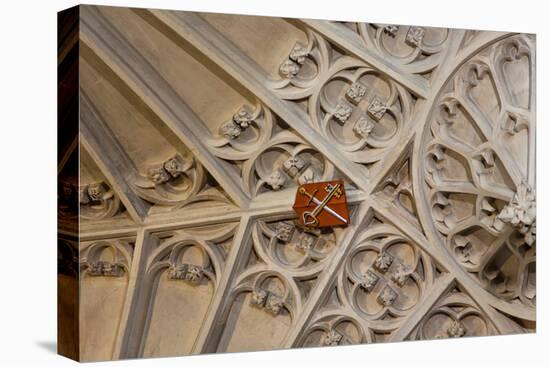 England, Somerset, Bath, Bath Abbey, Fan-Vaulted Ceiling, Coat of Arms-Samuel Magal-Stretched Canvas