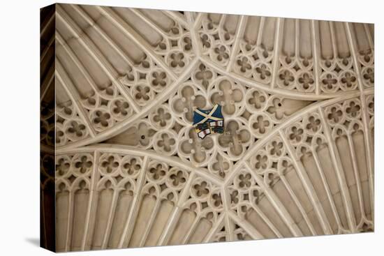 England, Somerset, Bath, Bath Abbey, Fan-Vaulted Ceiling, Coat of Arms-Samuel Magal-Stretched Canvas