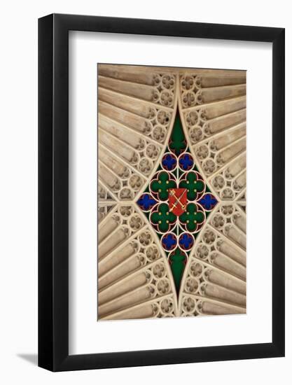 England, Somerset, Bath, Bath Abbey, Fan-Vaulted Ceiling, Coat of Arms-Samuel Magal-Framed Photographic Print