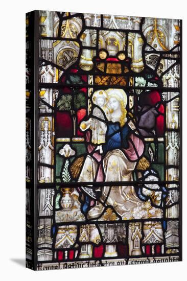 England, Somerset, Bath, Bath Abbey, Stained Glass Window, Mary and Baby Jesus-Samuel Magal-Stretched Canvas