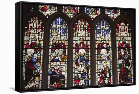 England, Somerset, Bath, Bath Abbey, Stained Glass Window, New Testament Scenes-Samuel Magal-Framed Stretched Canvas