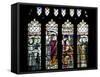 England, Somerset, Bath, Bath Abbey, Stained Glass Window, The Coronation of Edgar-Samuel Magal-Framed Stretched Canvas