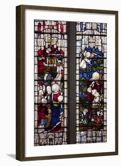 England, Somerset, Bath, Bath Abbey, West Side, Stained Glass Window, Pentateuch Window-Samuel Magal-Framed Photographic Print