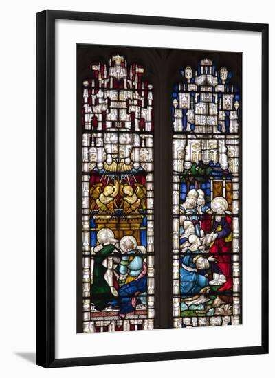 England, Somerset, Bath, Bath Abbey, West Side, Stained Glass Window, Pentateuch Window-Samuel Magal-Framed Photographic Print