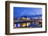 England, Tyne and Wear, Gateshead, Newcastle, Gateshead Millenium Bridge and Newcastle Skyline-Steve Vidler-Framed Photographic Print