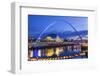 England, Tyne and Wear, Gateshead, Newcastle, Gateshead Millenium Bridge and Newcastle Skyline-Steve Vidler-Framed Photographic Print