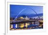 England, Tyne and Wear, Gateshead, Newcastle, Gateshead Millenium Bridge and Newcastle Skyline-Steve Vidler-Framed Photographic Print