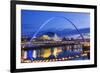 England, Tyne and Wear, Gateshead, Newcastle, Gateshead Millenium Bridge and Newcastle Skyline-Steve Vidler-Framed Photographic Print