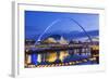 England, Tyne and Wear, Gateshead, Newcastle, Gateshead Millenium Bridge and Newcastle Skyline-Steve Vidler-Framed Photographic Print