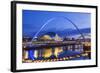 England, Tyne and Wear, Gateshead, Newcastle, Gateshead Millenium Bridge and Newcastle Skyline-Steve Vidler-Framed Photographic Print