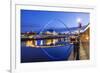 England, Tyne and Wear, Gateshead, Newcastle, Gateshead Millenium Bridge and Newcastle Skyline-Steve Vidler-Framed Photographic Print