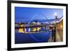 England, Tyne and Wear, Gateshead, Newcastle, Gateshead Millenium Bridge and Newcastle Skyline-Steve Vidler-Framed Photographic Print