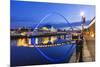 England, Tyne and Wear, Gateshead, Newcastle, Gateshead Millenium Bridge and Newcastle Skyline-Steve Vidler-Mounted Photographic Print