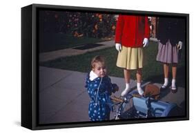 England, Westcliff, Young Boy with 1960's Teenagers-Richard Baker-Framed Stretched Canvas